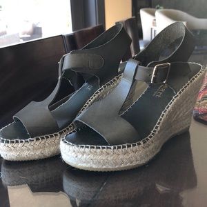 Paseart olive green wedge sandals. 6 1/2-7 US.